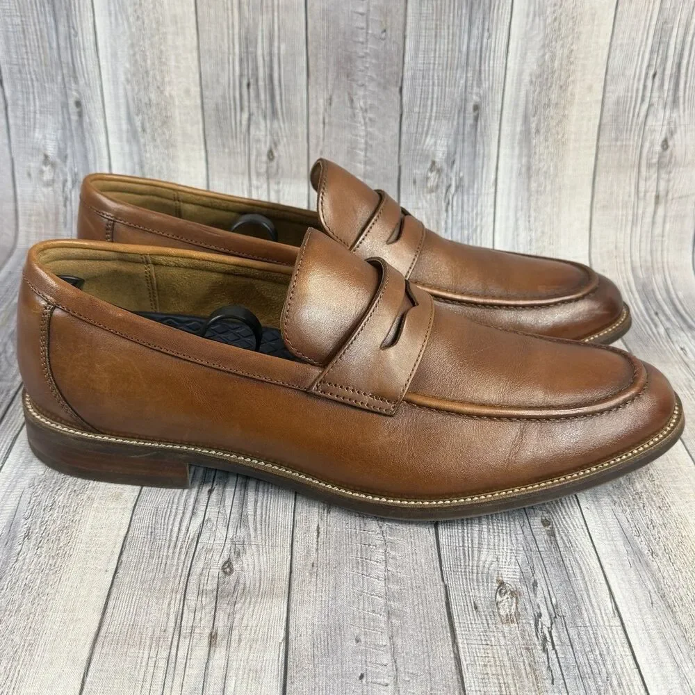 Florsheim Rucci Moc Toe Penny Loafer Men’s Size 10.5 M Soft Cognac Leather Brown